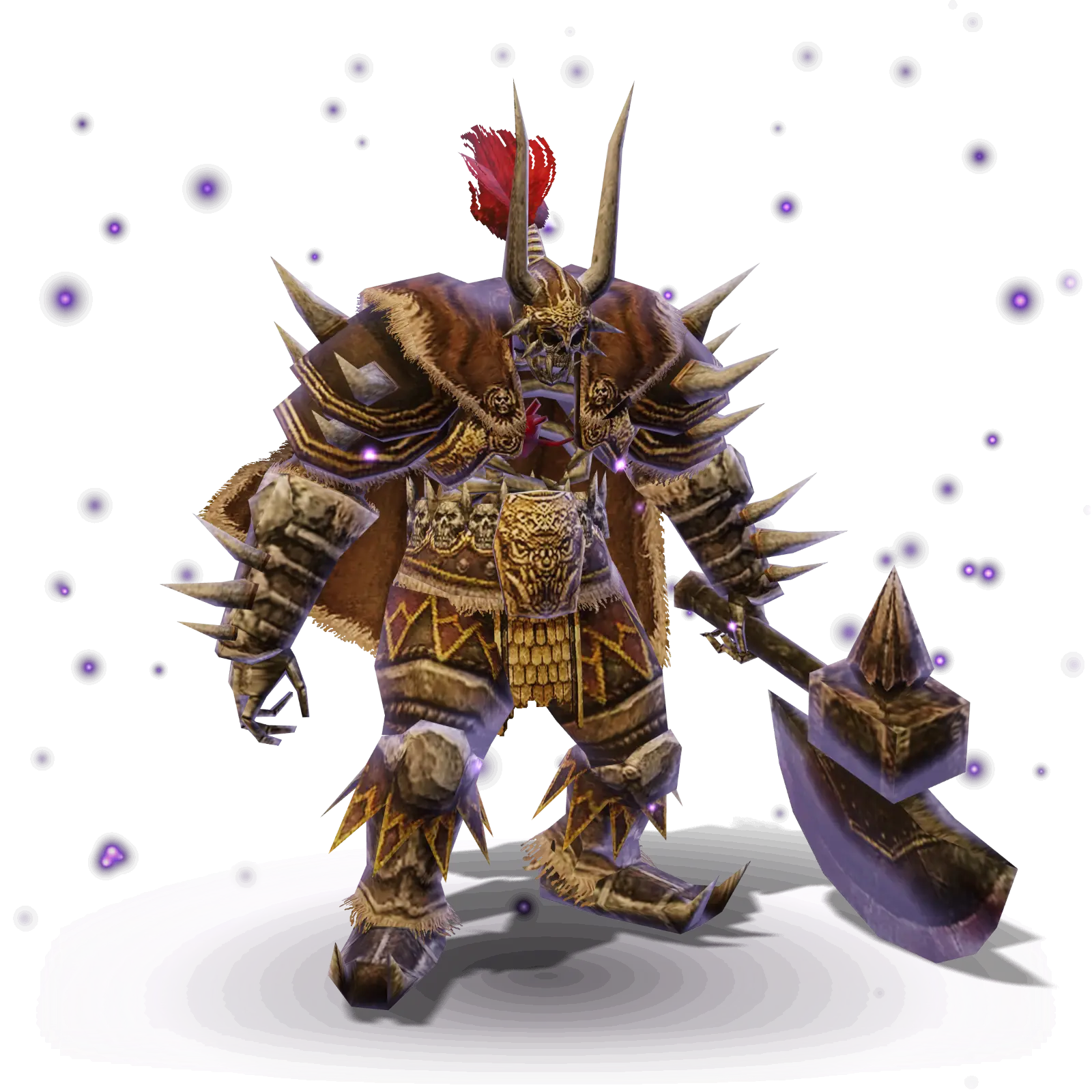 Lord Yarkan, a skeletal lord in spiked armour with a great axe